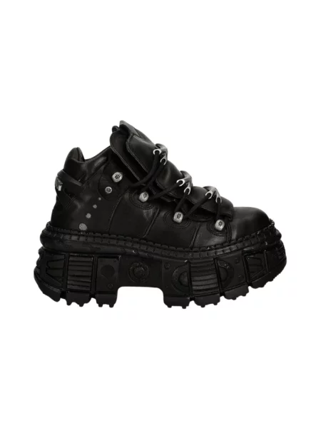 Botki New Rock skórzane na platformie czarne