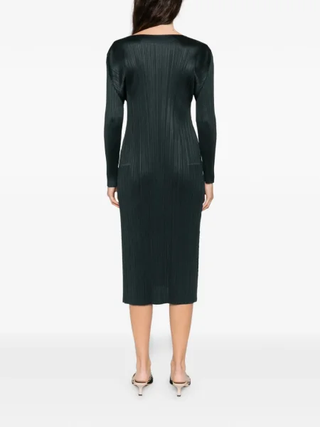 Плисирана костюм миди рокля Pleats Please Issey Miyake до коляното сиво