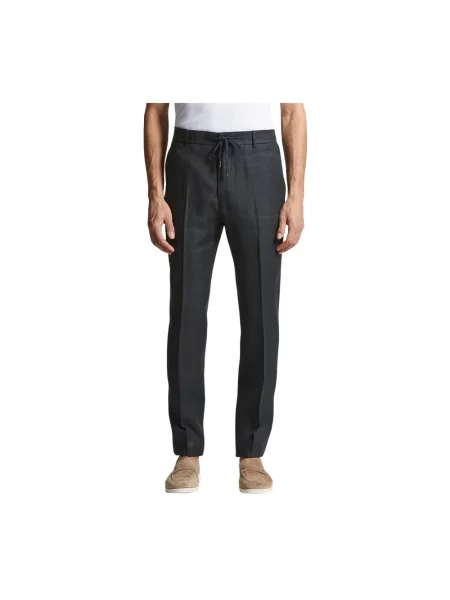 Lniane joggery Peserico niebieskie