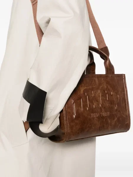 Geantă shopper Dkny din piele cu autograf maro