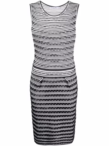 Pletené oblekové šaty Christian Dior Pre-owned bílé