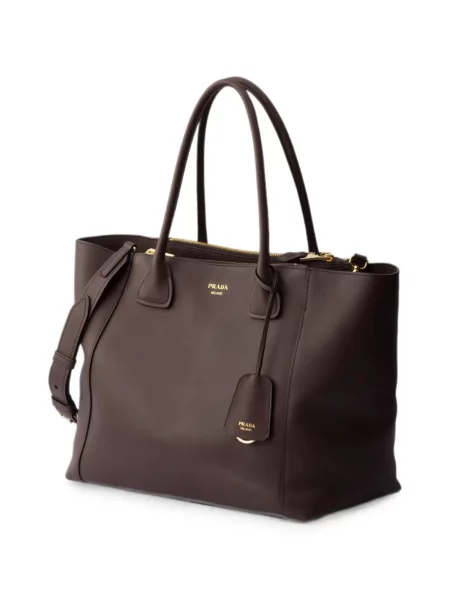 Geantă shopper Prada din piele maro