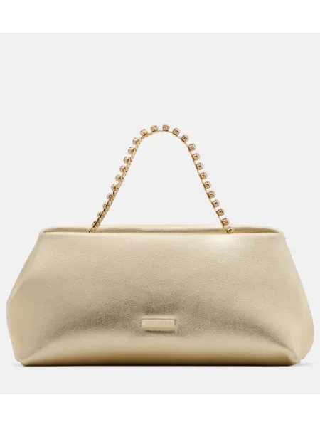 Usnjeni mini top Aquazzura zlata