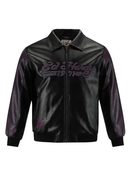 Ed Hardy Geacă de primăvară-toamnă mov închis negru