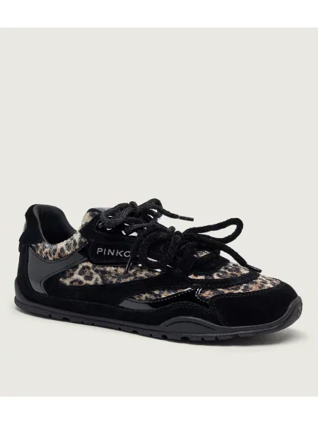 Pinko Sneakers Yulia 01 | piele întoarsă negru