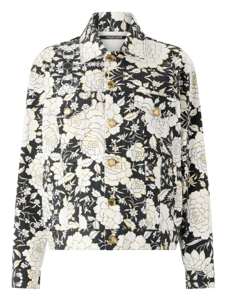 Geacă de blugi Roberto Cavalli cu model floral cu imagine alb