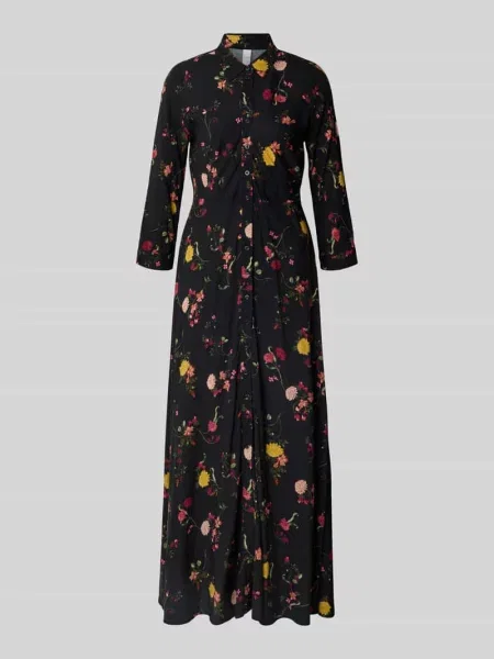 Długa sukienka z listwą guzikową model ‘SAVANNA’ czarna