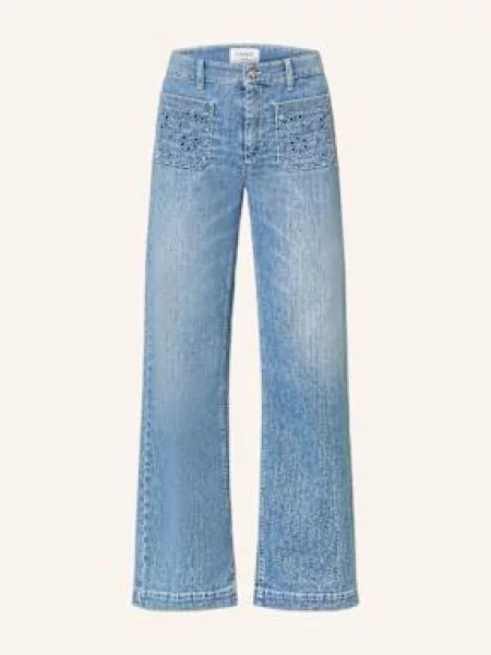 Cambio Jeansy Wide Leg Ada Z Dziurkowaną Koronką blau