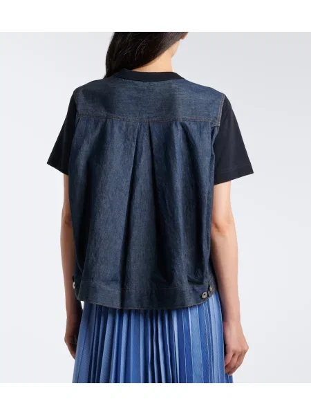 Tricou Sacai din jerseu albastru