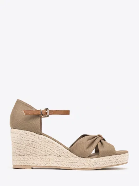 Espadryle z kokardą z przodu khaki