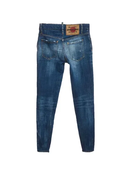 Слаб дънки skinny fit Dsquared2 с протрити краища синьо