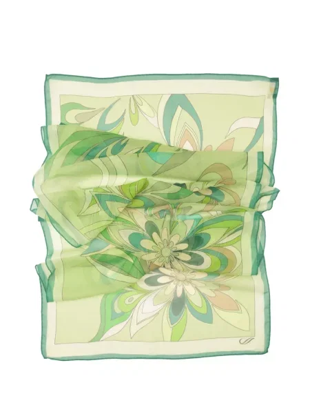 Fular Elizabetta cu model floral cu imagine verde