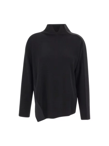 Lniany sweter z golfem Elena Miro' czarny