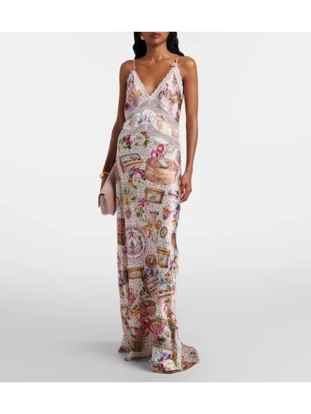 Rochie maxi Camilla de mătase cu imagine