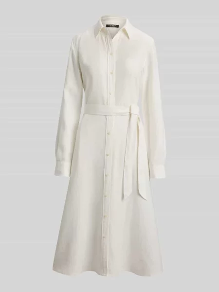 Sukienka koszulowa o kroju regular fit z czystej bawełny Lauren Ralph Lauren biała