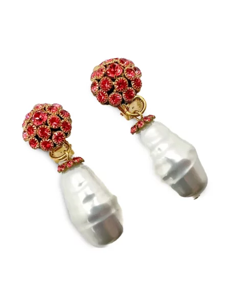 Auskarai Jennifer Gibson Jewellery su kristalais balta