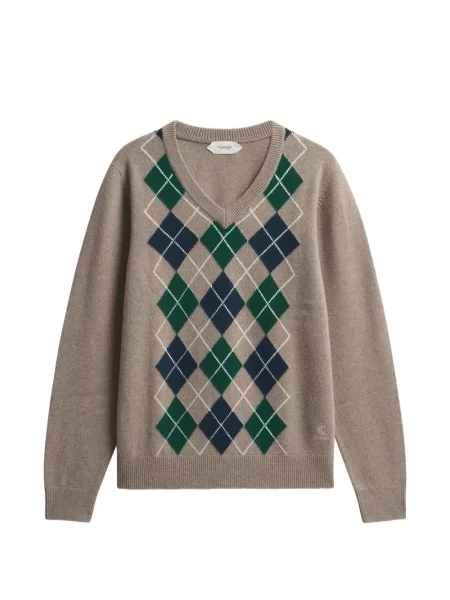 Pulover Pringle Of Scotland cu decolteu în V cu model argyle
