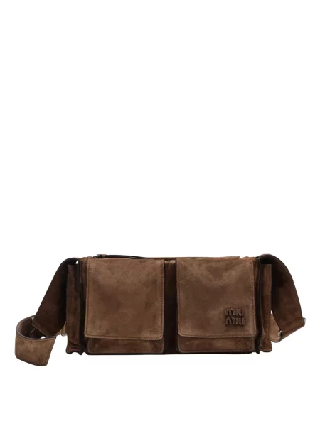 Torebka crossbody Miu Miu skórzana brązowa