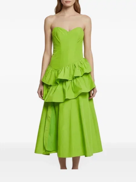 Rochie midi Marchesa Notte cu volane verde