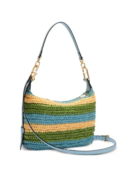 Geantă cu mânere cu lanț Furla cu dungi verde