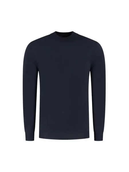 Sweter Zanone z okrągłym dekoltem niebieski