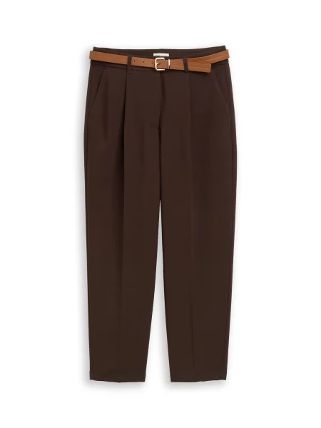 TOM TAILOR Pantaloni cu dungă închis maro