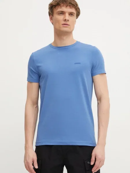 Тениска Calvin Klein лилаво с изчистен дизайн виолетово