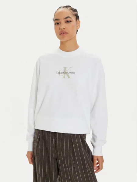 Calvin Klein Jeans Bluză Monologo alb