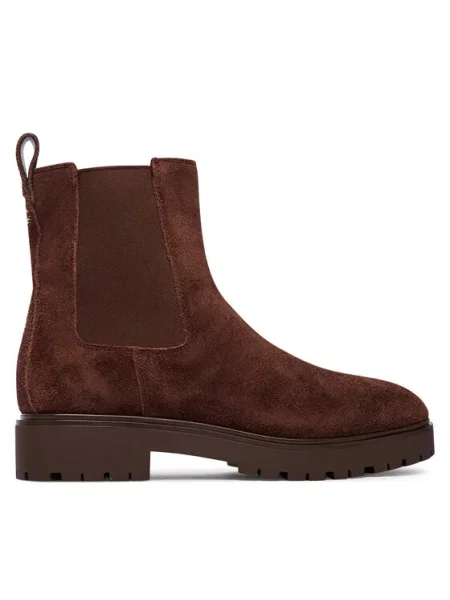 LAUREN RALPH LAUREN Μποτάκια με λάστιχο Allyson Suede Bootie καφέ