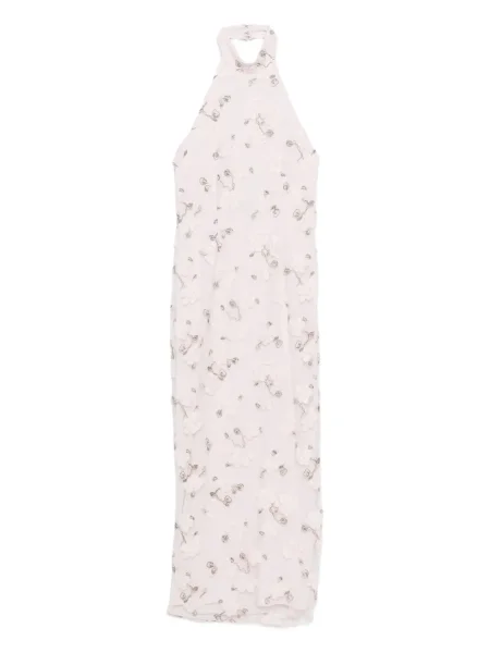 Rochie maxi Rotate Birger Christensen cu gât halter de costum roz