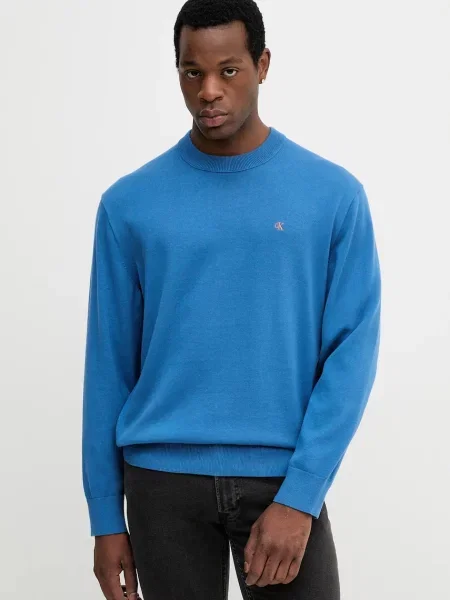 Пуловер Calvin Klein Jeans мъжки от лека материя синьо