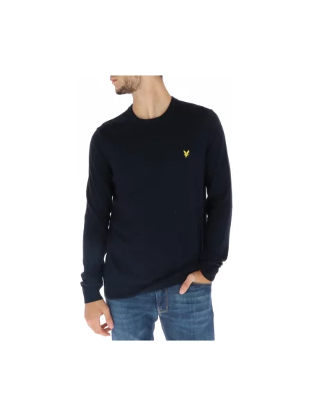 Sweter Lyle & Scott z długim rękawem niebieski