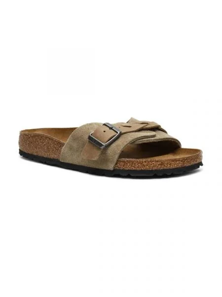 Șlapi Birkenstock din piele maro