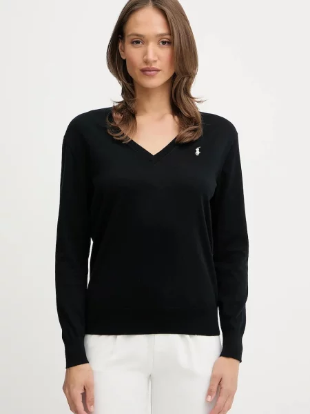 Пуловер Polo Ralph Lauren от лека материя черно