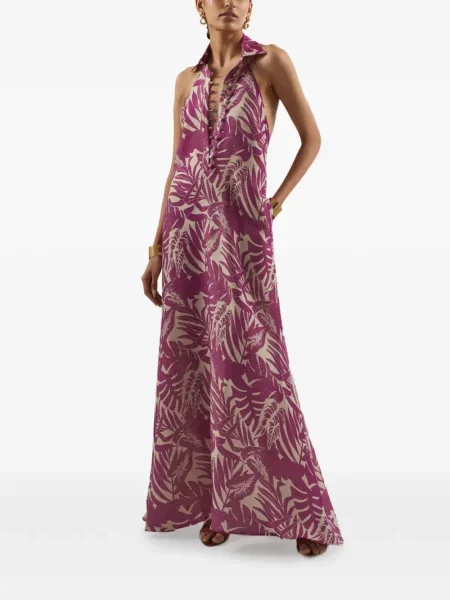 Rochie maxi Taller Marmo cu imprimeu tropical violet