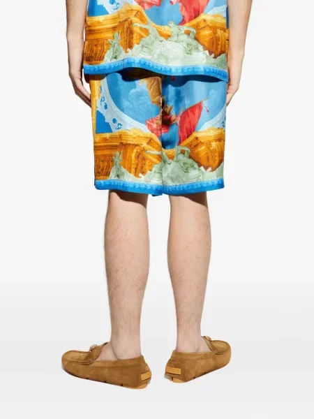 Pantaloni scurți Versace de mătase albastru