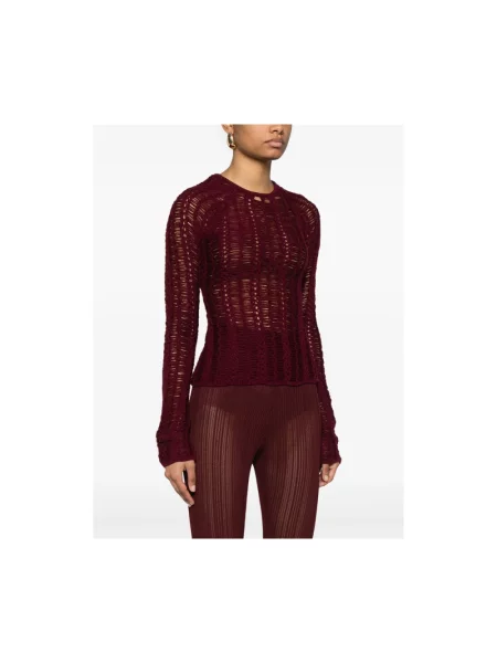 Sweter Séfr z okrągłym dekoltem czerwony