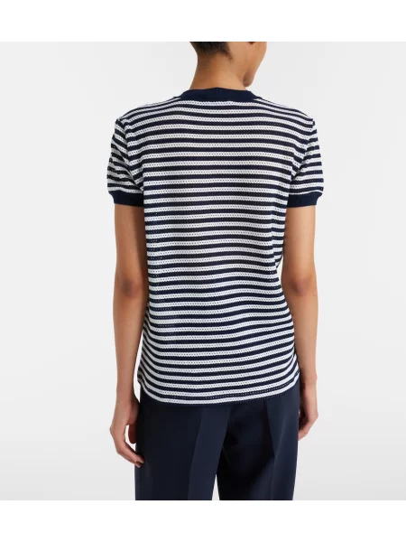 Tricou Max Mara cu dungi din jerseu alb