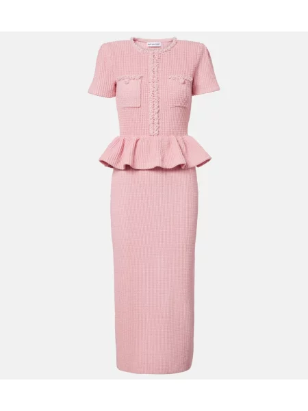 Cu peplum rochie midi Self-portrait tricotate până la genunchi roz