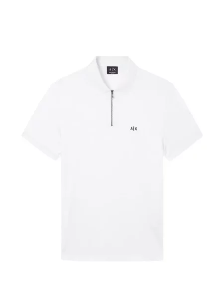Tricou polo Armani Exchange cu broderie alb