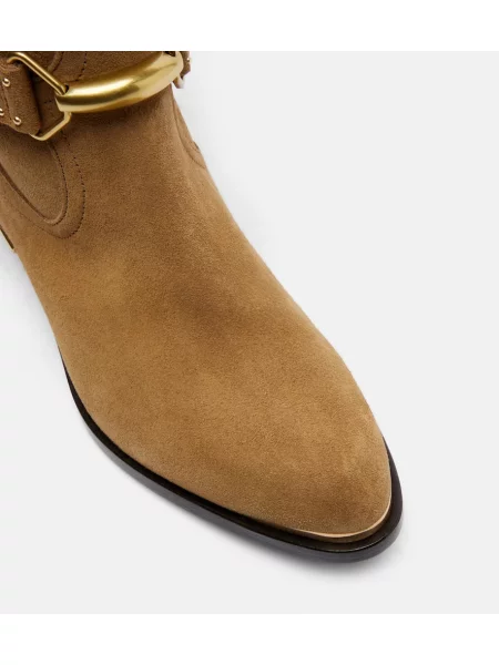 Botine Isabel Marant din piele de căprioară cowboy maro