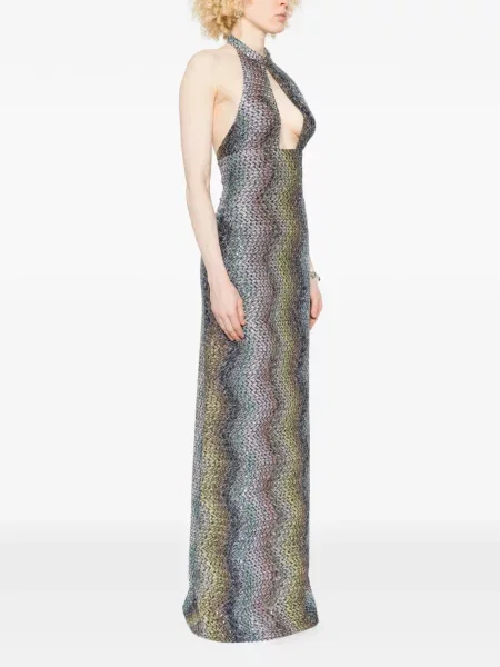 Rochie maxi Missoni cu gât halter gri