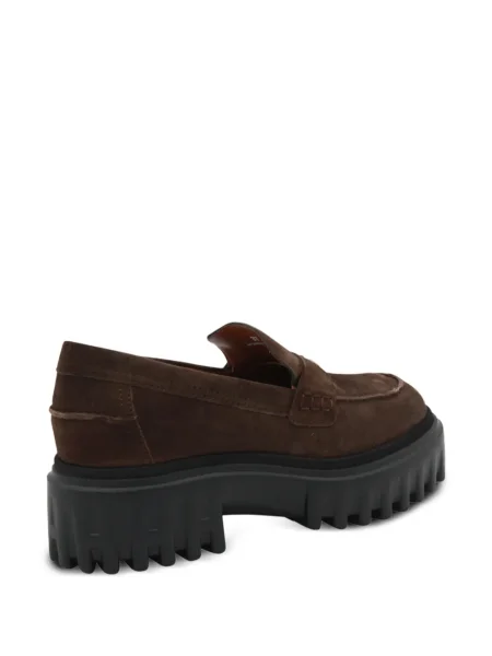 Pantofi loafer Hogan din piele de căprioară cu platformă maro