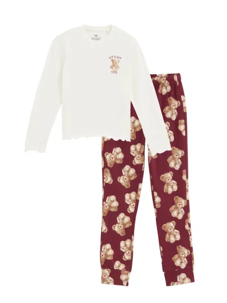 WE Fashion Pijamale burgundy / vin roșu