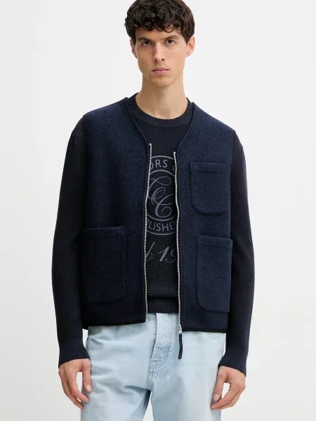 Елек с вълна United Colors of Benetton преходен модел синьо