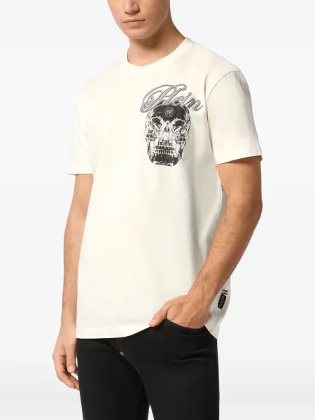 Raštuotas marškinėliai Philipp Plein balta