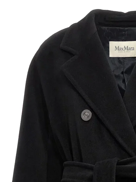 Cu centură palton Max Mara cu două rânduri de nasturi negru