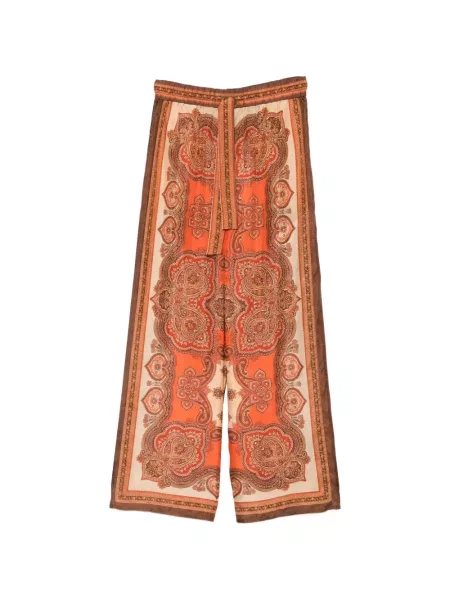 Pantaloni Zimmermann cu imagine cu model paisley portocaliu