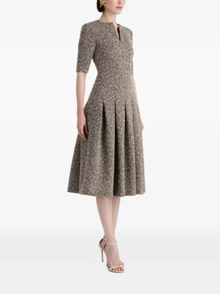 Rochie midi Oscar De La Renta din tweed maro