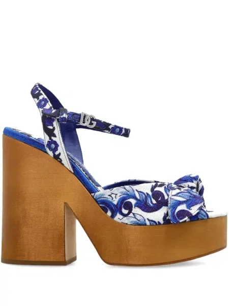 Sandale Dolce & Gabbana cu model floral alb